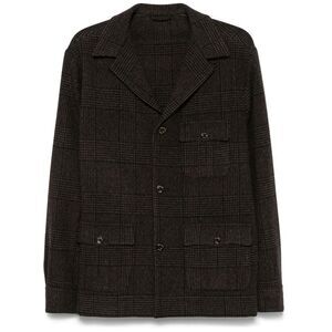 FINAMORE Men's Plaid Wool Blend Blazer Men BROWN Outerwear